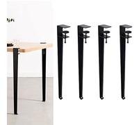 4 PCS Metal Table Clamp Legs,Adjustable Coffee Table Legs,F-Shape Dining Desk Foot,Iron Workbench Support Legs,DIY Bar Legs,No Punching Design,with Adjustable Feet (40cm(16in),Black)
