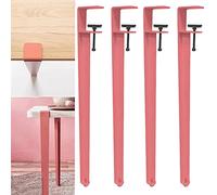 4 PCS Metal Table Clamp Legs,Adjustable Coffee Table Legs,F-Shape Dining Desk Foot,Iron Workbench Support Legs,DIY Bar Legs,No Punching Design,with Adjustable Feet (40cm(16in),Pink)