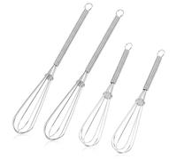 4 PCS Mini Fruste da Cucina in Acciaio Inossidabile, 13,5 cm e 18 cm, Frusta a Mano Piccola per Mescolare, Montare, Sbattere Uova e Salse, Sbattitore Manuale Professionale e Frullino Manuale