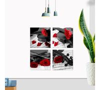 4 Pcs/Pack Core Di Disegno Del Violino Da Parete Con Fiori Rosa
