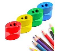 4 Pcs Pencil Sharpeners with Lid, Dual Holes Compact Colored Handheld Pencil Sharpener, Mini Portable Sharpener, Colored Handheld Sharpener Suitable for Students School Class Home Office (oval)