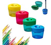 4 pcs Pencil Sharpeners with Lid,Dual Holes Multicolor Manual Little Sharpener,Compact Colored Handheld Pencil Sharpener Suitable for School,Home,Office,Students,Teachers