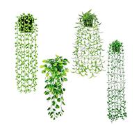 4 Pcs Pianta Finta Cadente, Piante Finte da Interno con Vaso, Piante Artificiale Cadenti da Interno, Pianta Finte Cadenti, Vegetazione Artificiale, Decorazioni Casa, Camera da Letto, Bagno, Giardino