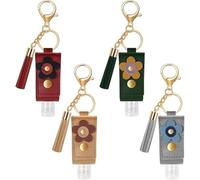 4 PCS Portable Empty Bottle Keychain,30ml Leakproof Refillable Mini Travel Bottles,Hand Sanitizer Keychains,Lightweight Toiletry Bottle for Toiletries,Liquids,Gym,Travel (Red,Green,Khaki,Grey)
