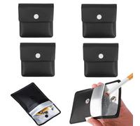 4 Pcs Posacenere Tascabile Portatile per Sigarette, Ignifugo, Sacchetto Anti-Odore in PVC Nero