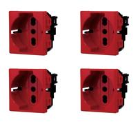 4 pcs Presa Schuko Rosso, Compatibile Con Bticino Matix