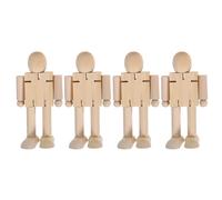 4 Pcs Robot Di Legno Non Finito Manichino Da Disegno Artigianato