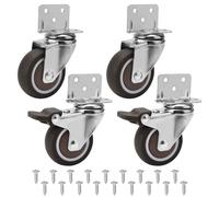 4 Pcs Ruote per Mobili 50MM, Ruote Girevoli Piastra di Montaggio a L Ruote in Gomma con Cuscinetti A Sfera e 10 Viti 360° Ruotabili per Supporti per Fiori e Culle Capacità 120kg(con 2 Freno)