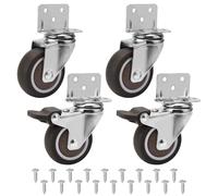 4 Pcs Ruote per Mobili 50MM, Ruote Girevoli Piastra di Montaggio a L Ruotes in Gomma con Cuscinetti A Sfera e 10 Viti 360° Ruotabili per Supporti per Fiori e Culle Capacità 120kg(con 2 Freno)
