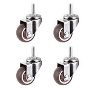 4 Pcs Ruote per Mobili, Ruote girevoli in Gomma con Attacco filettato,con Filettatura M8x20 e Cuscinetti a Sfere,360° Ruotabili, Silenziose e Lisce per Pavimenti Duri,Capacità 80kg