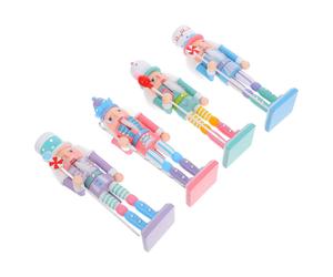 4 Pcs Schiaccianoci Decorazioni Soldato in Legno Ornamenti Di Cracker Dado