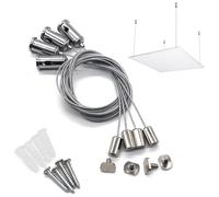4 pcs Set Di Cavi Sospensione In Acciaio,Kit Montaggio Pannelli LED Cavo,Acciaio Tiranti Cavo Intrecciato,Sospensione Regolabile in Acciaio Inossidabile,Per Foto,Piccole luci,Stendibiancheria,1m