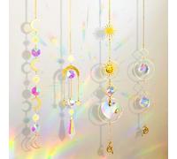 4 Pcs Sun Catcher,Acchiappasole Cristallo,Sun Crash Crystal Lustress finestra giardino della finestra,Suncatcher Pendenti,Prisma in Cristallo Trasparente,Acchiappasole per Finestre Lampadari,Giardino