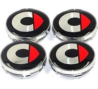 4 PCS Tappi Coprimozzi per Smart Fortwo Forfour 450 451 454 453,Centrale Coprimozzo Copri Badge,Auto Coprimozzo,Auto Emblema Coprimozzo Ruota,Copri Ruota Trim,60 mm,Red
