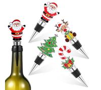 4 Pcs Tappo Bottiglia Vino Fermaporta Natalizio Tappi Per Bottiglie Di