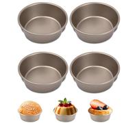 4 PCS Teglie da Forno Rotonde -Ø11 cm/Altezza 4 cm- Stampi per Torte Tonde Antiaderenti, Tortiere Rotonda in Acciaio al Carbonio, Teglia da forno rotonda con Rivestimento Antiaderente per Dessert Vari