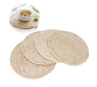 4 Pcs Tovagliette Tovaglia Rotonda, 25 x 25 cm Tovagliette in Tessuto Rustico Antiscivolo Resistenti Al Calore Decorative Rustiche Intrecciate Per Tavolo Da Pranzo Matrimonio