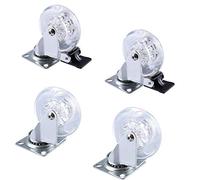 4 Pcs Transparent Castes High Load Bearing Wear Resistant,with Fixing Plate and Ball Bearings,for Children's Car Office Chair Swivel Casters,Transparent-3inch
