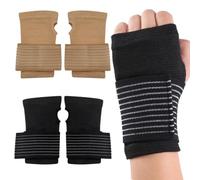 4 PCS Tutore Polso Traspirante, Polsiera Ortopedica per Dormire e Lavorare, Ideale Polsiera per Sindrome del Tunnel Carpale, Slogature, RSI e Tendinite (1 paia Nero, 1 paia colore della pelle)