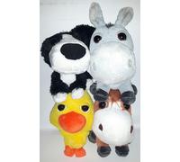 4 PELUCHE Cane Pulcino Asino Cavallo Amici Della Fattoria Big Headz plush