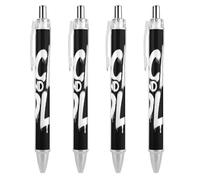 4 penne a sfera in bianco e nero con stampa tatuaggio rock and roll per ufficio, flusso d'inchiostro ultra duraturo e costante, penne gel a punta fine scrittura liscia
