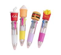 4 penne a sfera retrattili multicolore 4 penne a sfera colorate in 1, punta da 0,7 mm, per studenti che scrivono appunti, diari, penne a sfera in stile cartone animato