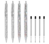 4 penne con strass inchiostro nero penne carine penne a sfera in metallo penne a sfera inchiostro nero penne a sfera scintillanti penne di cristallo penne fantasia per le donne Bling strass