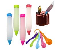 4 Penne Per Decorazioni In Silicone E 5 Misurini Colorati, Cucchiai Di Plastica Graduati, Accessori Per Dessert Fai-Da-Te, Strumenti Per La Cottura