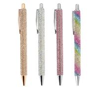 4 penne scintillanti, penne in metallo scintillanti, penne retrattili con strass, penna retrattile con cristallo Bling per bambini, studenti, schizzi, esami, scrittura quotidiana liscia
