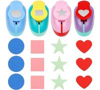 4 perforatrici per carta per scrapbooking, forme tra cui cerchio, stella, cuore e quadrato, set di perforatrici per bambini fai da te, creazione di biglietti e accessori per scrapbooking, modellatori
