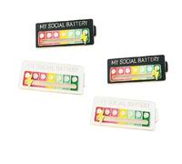4 Perni per batteria sociale, Slider Social Battery Badge, Perni di smalto a batteria sociale, bianco e nero, spilla per 7 giorni settimana