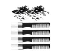 4 Pettini Da Donna, 1 Confezione Di Elastici, Pettine Per Arricciare, Pettine Per Acconciature, Pettine A Coda In Metallo, Pettine Per Parrucchiere, Pettine In Fibra