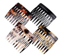 4 pettini laterali per capelli francesi da donna, decorativi per chignon, accessori per lo styling dei capelli (nero, guscio di tartaruga)