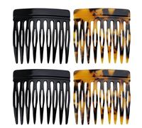 4 pettini laterali per capelli francesi, per donne, sottili, decorativi, stile vintage, accessori per capelli per donne e ragazze (nero e ambra)