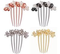 4 pettini per capelli a forma di fiore con strass e cristalli, accessori per capelli con opale e denti lunghi, fermagli per capelli a forma di farfalla, accessori per capelli da donna