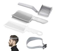 4 Pettini per Sfumatura Capelli - Guida Regolabile per Taglio a Gradi - Accessorio Barbiere Professionale - Kit Styling Uomo con Pettine Piatto & Fascia - Ideale per Fade, Undercut e Tagli Precisi
