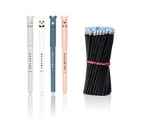 4 Pezzi 0,35MM Penna Gel Cancellabile a Forma di Animale+50 Pezzi Ricariche Penne Cancellabili e 2 Gomme Penna Cancellabile Nere Penne a Inchiostro Gel Cancellabili Cartoni Penne Carine per Studenti