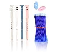 4 Pezzi 0,35MM Penna Gel Cancellabile a Forma di Animale+50 Ricariche Penne Cancellabili Blu e 2 Gomme Penna Cancellabile Blu Penne a Inchiostro Gel Cancellabili Cartoni Penne Carine per Studenti