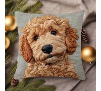 4 Pezzi/1 pezzo Federa per cuscino stile retrò con motivo a ricci marroni di cani, per decorazione da festa | 45x45 cm | Chiusura con cerniera | Tessuto morbido e confortevole, resistente allo sbiadim