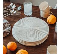 4 pezzi/1 pezzo set tovagliette intrecciate bianche, sottobicchieri per tavolino da caffè, sottobicchieri in stile fattoria per tavoli da bere, tovagliette intrecciate per la decorazione minimalista d