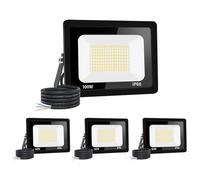 4 pezzi: 100 W, proiettore LED per esterni, 10000 lm, IP66, impermeabile, faretto LED per esterni, super luminoso, illuminazione esterna, bianco caldo (3000 k), sicurezza spot led per stadi, fabbriche