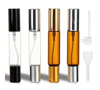 4 pezzi 10ml Atomizzatore di Profumo Ricaricabile, Porta Profumo da Viaggio con Doppia Estremità Spray e Roll-on, Vaporizzatore in Vetro a Prova di Perdite per Profumi, Colonie e Oli Essenziali