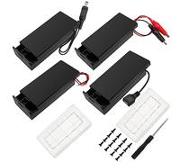 4 Pezzi 18650 Supporto Batteria Set, KUOQIY 2 x 3.7V Portabatterie con Interruttore On/Off e Coperchio, con 2 Pezzi Custodia Batteria in Plastica e Cacciaviti e Viti