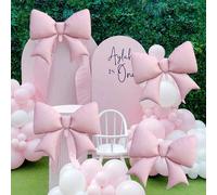 4 pezzi/2 pezzi/1 pezzo Palloncini giganti in foil rosa, forniture per decorazioni per feste di compleanno, festa di nascità, matrimoni e fidanzamenti 2 palloncini a forma di fiocco,1 palloncino a fio