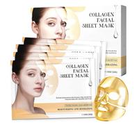 4 Pezzi 24K Gold Collagen Real Deep Mask, Maschera Viso Notturna in Idrogel, Maschera Rassodante e Idratante, Anti-Rughe, Per Una Pelle Luminosa Ed Elastica