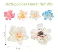 4 pezzi/3 pezzi/1 pezzo Fermagli per capelli con fiori hawaiani per donne, fermagli per capelli tropicali artificiali, accessori per capelli in stile boho per feste in spiaggia e resort, per donne, de