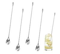 4 Pezzi 30cm Cucchiaio da Cocktail in Acciaio Inox, Cucchiaio per Mescolare, Cucchiaini da Bar con Manico Lungo, Design a Spirale, Cucchiaio Sugo Manico Lungo per Cocktail, Frappè, Succhi, Tè