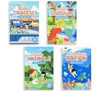 4 pezzi 3D Puffy Sticker libro, adesivi per bambini, libro di adesivi, includi 148 pezzi adesivi per scene 3D, per vetri, piastrelle, frigoriferi, tazze, finestre