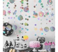 4 Pezzi 4m Ghirlande di Carta Scintillanti, Ghirlanda iridescente da appendere, 52 Ft Decorazione Puntini, Scintillante Rotondo Striscione, per Matrimoni Compleanni Feste Decorazioni per la Casa