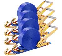 4 pezzi 5000kg Cinghia a cricchetto 9m, Cinghie di ancoraggio, 50 mm cinghia di tensione,Cinghie di serraggio con cricchetto e gancio,per il fissaggio professionale del carico di camion,Blu